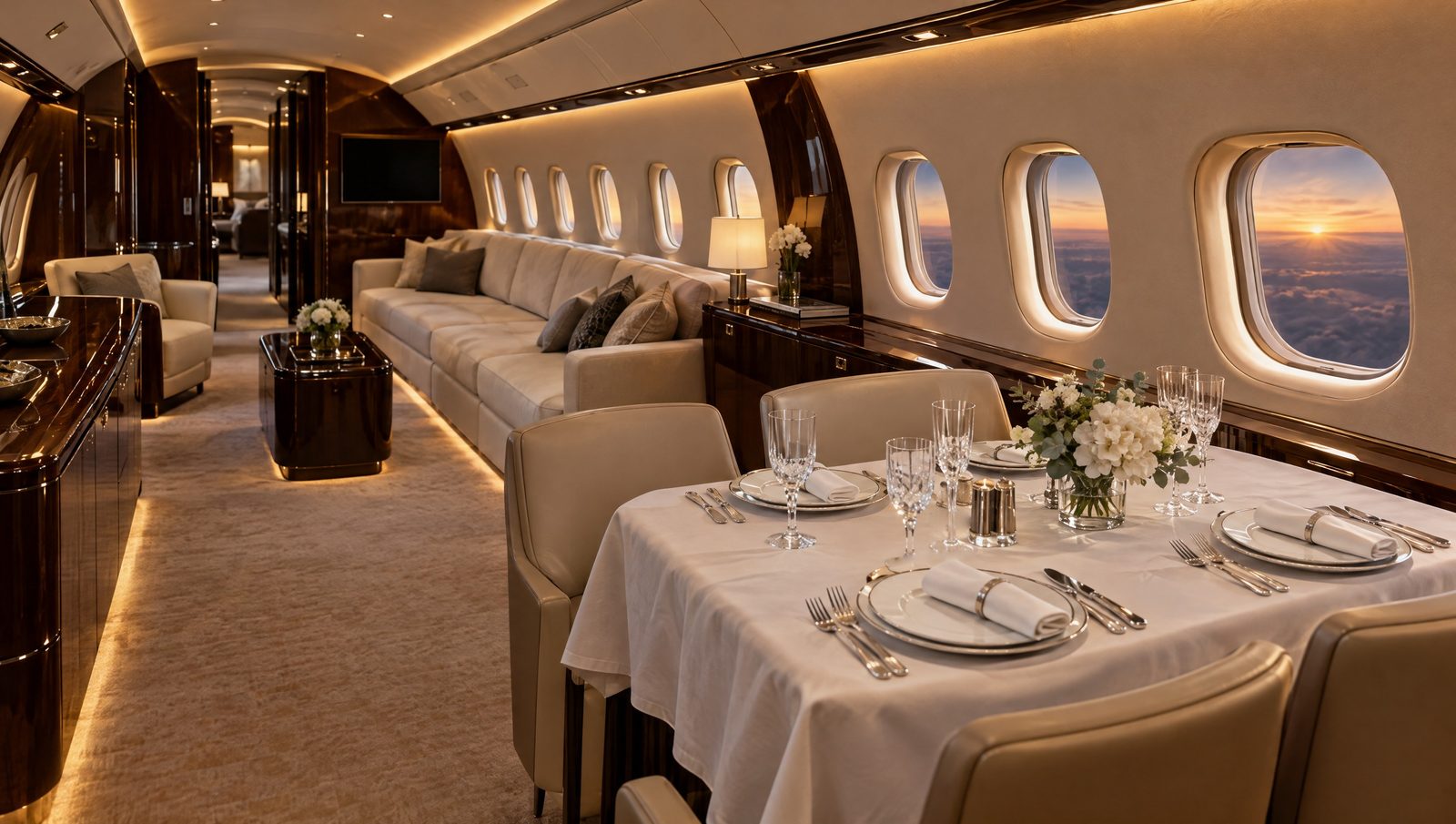 BBJ jet cabin interior
