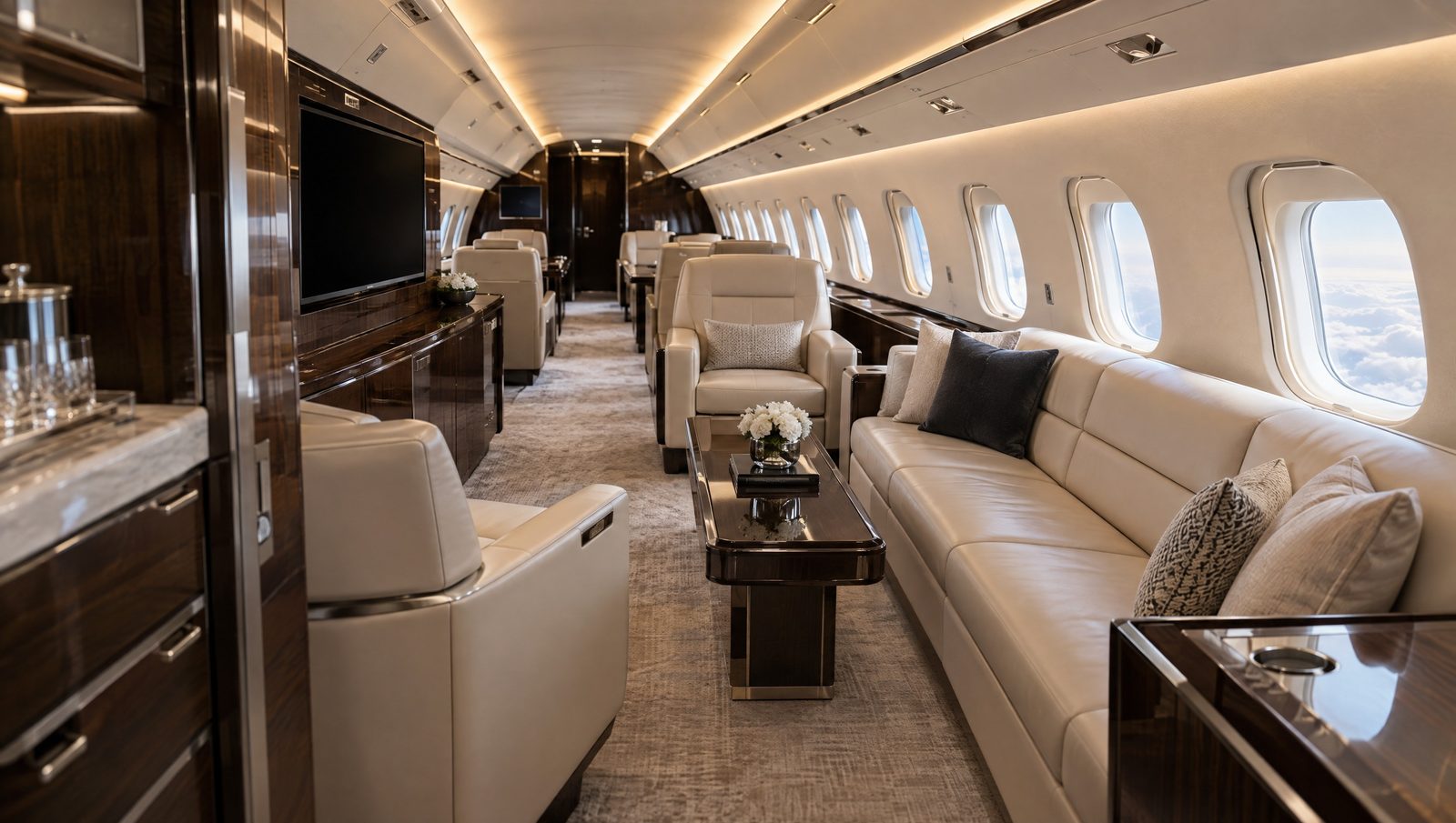 Bombardier jet cabin interior