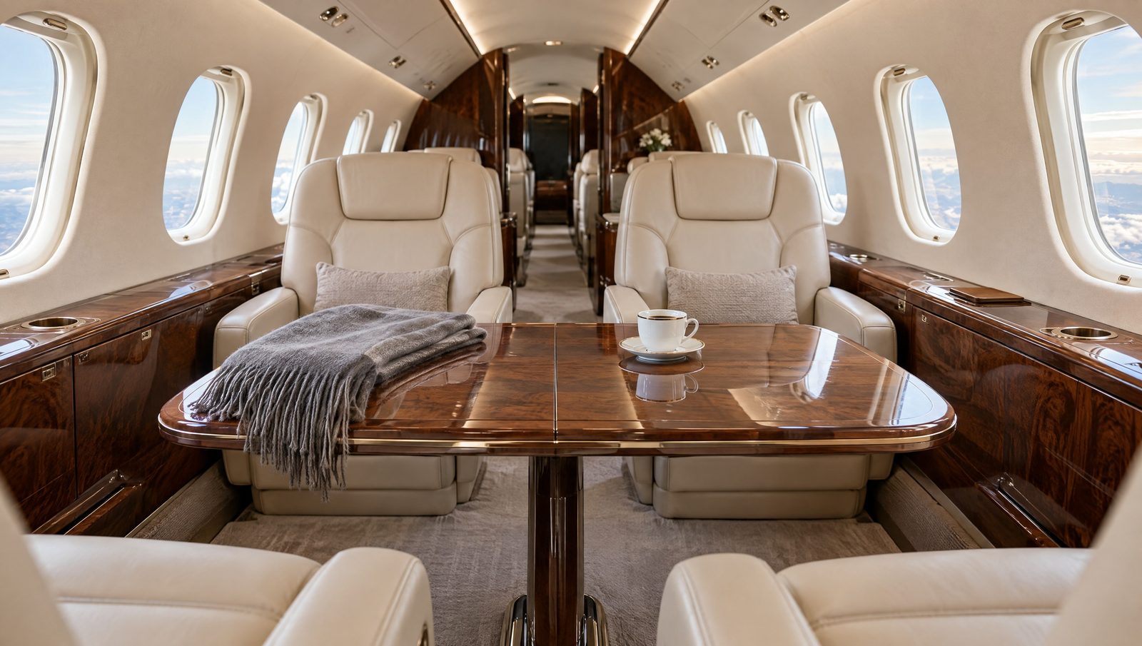 Falcon jet cabin interior