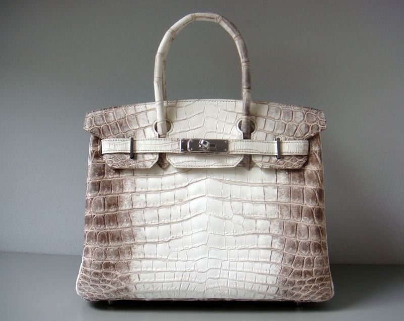 Сумка Hermès Birkin из крокодиловой кожи с переходом от белого к серому и фурнитурой из палладия