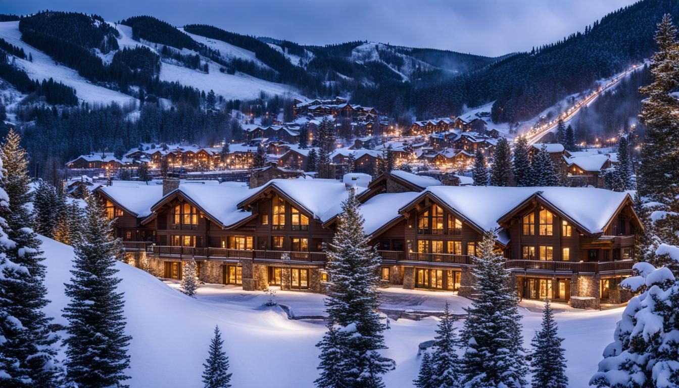 Chalets in the snow at Deer Valley, Utah