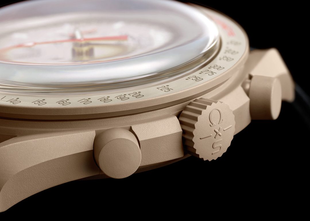 Omega x Swatch Bioceramic MoonSwatch Mission to Jupiter, case close-up