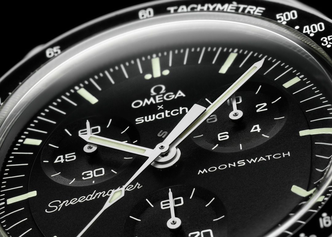 Omega x Swatch Bioceramic MoonSwatch Mission to the Moon, dial close-up